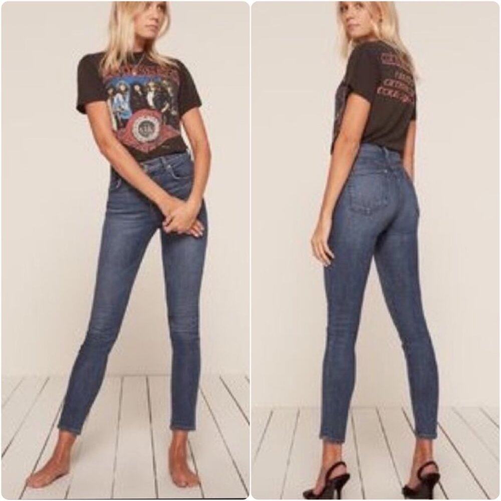 Reformation High & Skinny Jeans in Rhine size 25 Medium Wash